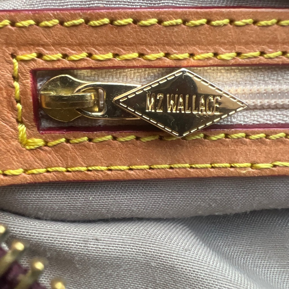 MZ Wallace Jane Satchel Bag Eggplant Plum Purple Nylon Leather Trim Designer‎ - Picture 10 of 16